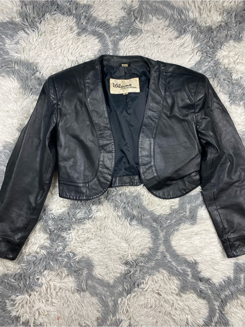 Wilson Leather Bolero Jacket Cropped Design Long Sleeves Motorcycle Wmns Sz M